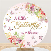 A Wenig Schmetterling Ist An Der Weg Babydusche Runden Hintergrund